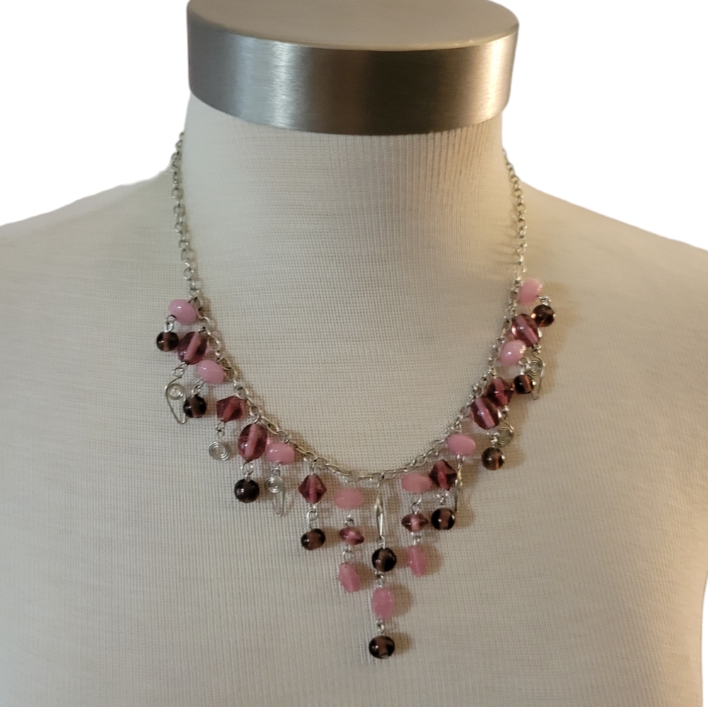 Hand Crafted Beaded Necklace Wire Wrap